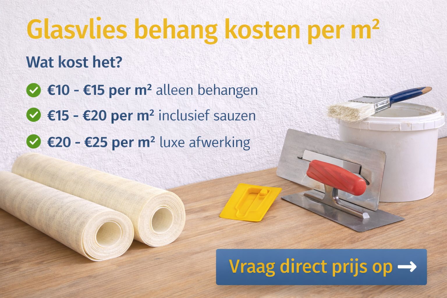 Glasvlies behang kosten per m² uitgelegd in een duidelijk overzicht.