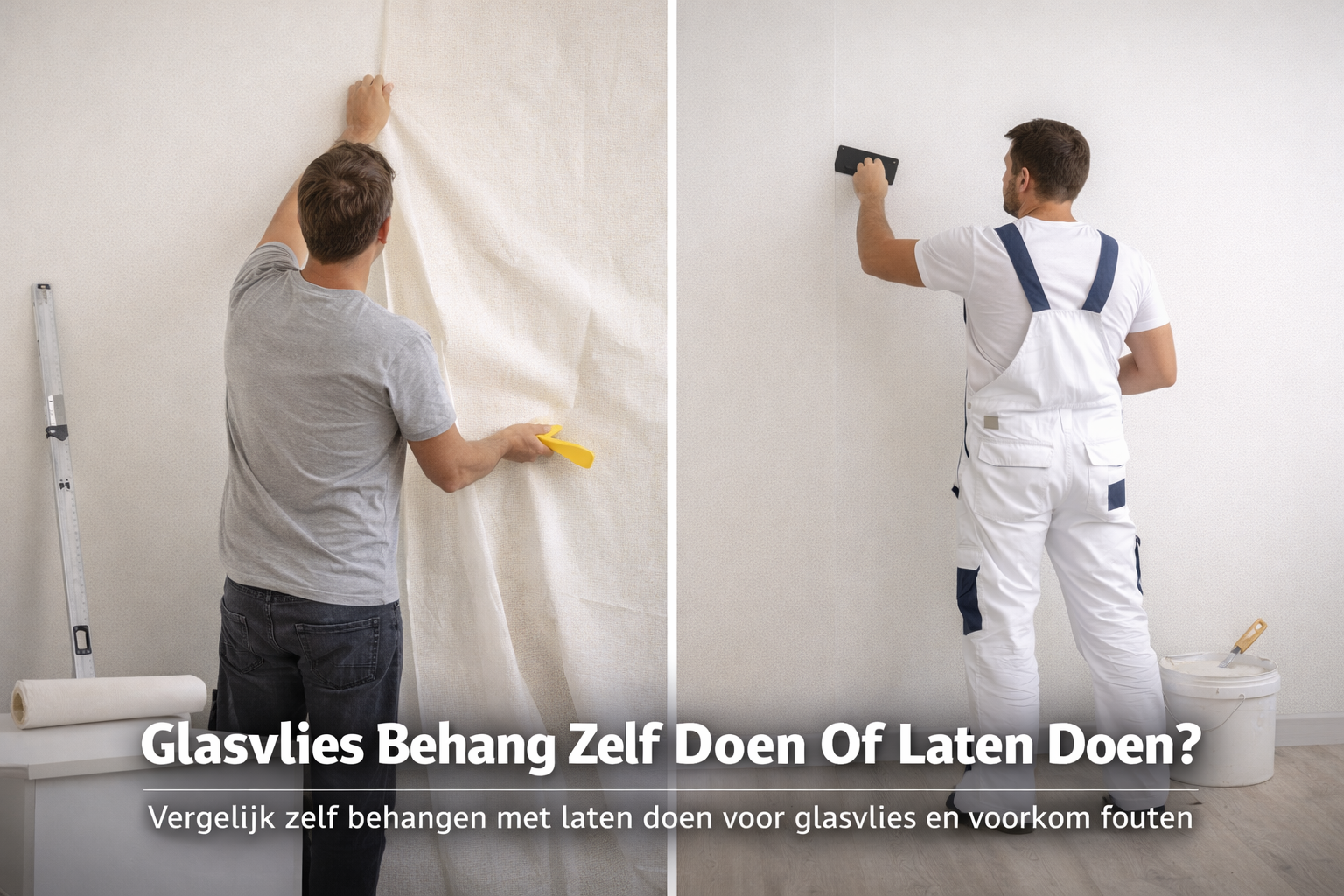 Glasvlies behang zelf doen of laten doen? Ontdek de verschillen in kosten, tijd en resultaat en kies voor een strak eindresultaat zonder naden.
