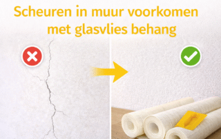Scheuren in muur voorkomen met glasvlies behang.